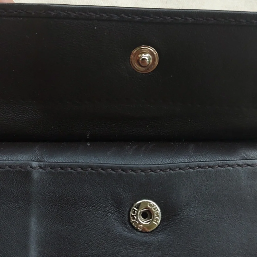 GUCCI Brown Leather MICRO GUCCISSIMA GG embossed Bi-fold wallet USED